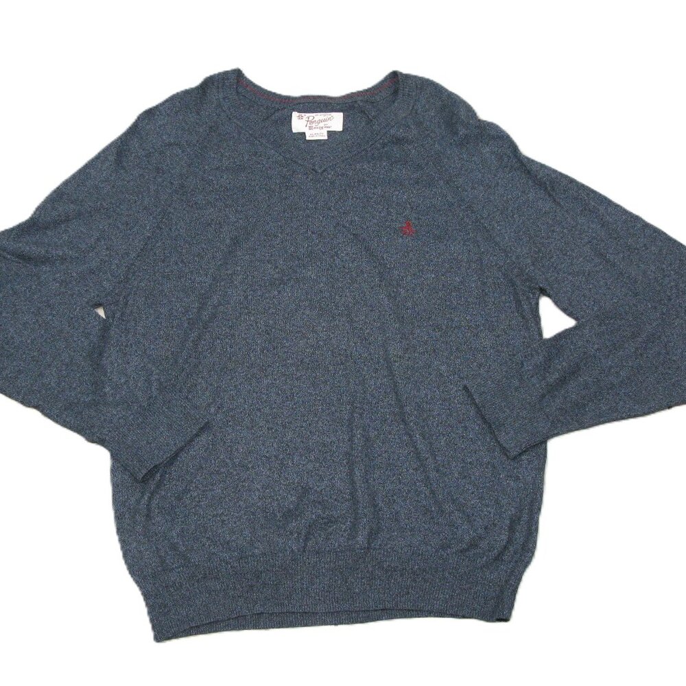 Penguin by Munsingwear Men's Navy Blue V-Neck Knit Long Sleeve Top Size XL